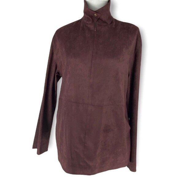Yansi Fugel Women's NWT Wine Metro Quarter Zip Long Sleeve Microfiber Top S/C41 - Picture 2 of 15